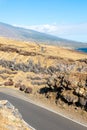 View of Piilani Highway on the island of Maui, Hawaii, USA. Also known as the back road to Hana, the highway leads along Mt. Halea Royalty Free Stock Photo