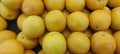 View of pile of oranges being sold in market place, top view of sunkist oranges, yellow round fruits, fresh fruit background Royalty Free Stock Photo