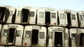 View of a pile of unused train carriages Royalty Free Stock Photo