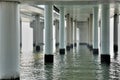 View of piles and water under bridge platform Royalty Free Stock Photo