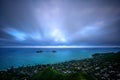 cloudscape over Lanikai Beach and Mokulua Islands, O'ahu, Hawai'i Royalty Free Stock Photo