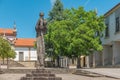 View of pillory in the square in the historic center of the village at the Praca do Municipio. Arcos de Valdevez, Viana do Castelo