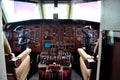 View into the pilot cockpit of a transport aircraft, L-610, Czech Republic