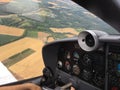 Flying small aircraft VFR- pilot view Royalty Free Stock Photo