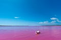 Scenic view of Pink Lake Hutt Lagoon at Port Gregory, Western Australia.