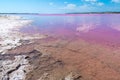 Pink Lake Hutt Lagoon at Port Gregory, Western Australia. Royalty Free Stock Photo