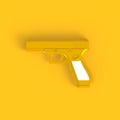 Beside view of pink semi automatic 9x19 handgun abstract minimal yellow background, War concept Royalty Free Stock Photo