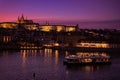 View of the pink sunset over the Vltava River Royalty Free Stock Photo