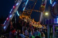 View of `pirate ship` funfair ride in amusement park