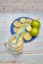 View of a pitcher of lemonade with ice Royalty Free Stock Photo