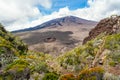 Landscape with Piton de la Fournaise volcano, National Park at Reunion Island Royalty Free Stock Photo