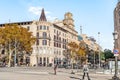 View from Placa de Catalunya to Paseo de Gracia in Barcelona on an autumn day