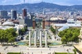 View on Placa Espanya and Montjuic Hill with National Art Museum of Catalonia Royalty Free Stock Photo