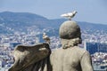 View on Placa Espanya and Montjuic Hill with National Art Museum of Catalonia Royalty Free Stock Photo