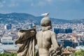 View on Placa Espanya and Montjuic Hill with National Art Museum of Catalonia Royalty Free Stock Photo