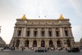 View of Place de l`Opera and Opera de Paris building. Grand Opera Garnier Palace is famous neo-baroque building in Paris, France Royalty Free Stock Photo