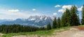 View from Planai mountain on Dachstein am Ramsau rocks in Alps in Austria.