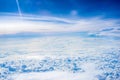 The View from the plane above the cloud and sky Royalty Free Stock Photo