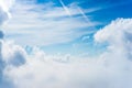 The View from the plane above the cloud and sky Royalty Free Stock Photo