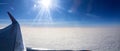 View from the plane from above on the veil of clouds Royalty Free Stock Photo