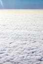 View from the plane from above on the veil of clouds Royalty Free Stock Photo