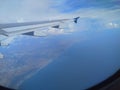 View from the plane to the sea, beautiful day, clear weather