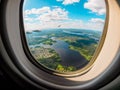 View of the planet Earth through the airplane porthole Royalty Free Stock Photo