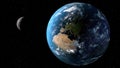 View of the planet Earth with moon from space. 3D rendering elements of this image furnished by NASA Royalty Free Stock Photo