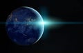 View of planet Earth at night with cities lights on Asia 3D rendering elements of this image furnished by NASA