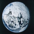 View of planet Earth from space. The planet is frozen in ice glaciers and snow Royalty Free Stock Photo