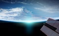 View of planet Earth from a space station window during a sunrise 3D rendering elements of this image furnished by NASA Royalty Free Stock Photo