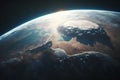 View of the planet Earth from space during a sunrise 3D rendering Royalty Free Stock Photo