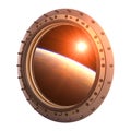 View On The Planet And Sun Through The Porthole Of Spaceship Royalty Free Stock Photo