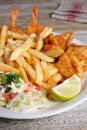 Fried shrimp french fries Royalty Free Stock Photo