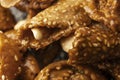 View of a plate of shebaquia, typical sweet of the month of Ramadan in Morocco