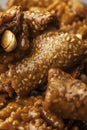 View of a plate of shebaquia, typical sweet of the month of Ramadan in Morocco