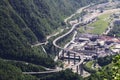 View from Plateau d`Assy Plaine-Joux upon motorway E25, France