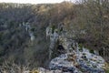 View from plateau to environment with deep cliff of Demir Baba Teke, cult monument honored by both Christians and Muslims