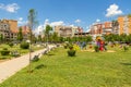 View of the playground in Rinia Park in Tirana city center, Albania