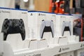 View of Playstation controller boxes on store shelf. Royalty Free Stock Photo