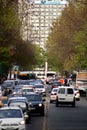 View from Plaza Independencia to Plaza Libertad through 18 de Julio street in Montevideo, Uruguay