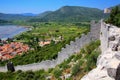 View pof Ston town and its defensive walls, Peljesac Peninsula,