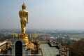 View point and buddha walking statue at Wat Phra That Khao Noi t