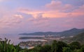 View point of Karon, Kata and Kata Noi beach in Phuket, Thailand at sunset Royalty Free Stock Photo