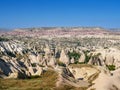 View point panorama Goreme Historical National Park, Love Valley, Rose Valley, Ancient town Anatolia amazing landscape, Travel of