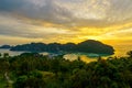 View point of Phi Phi Island at sunset time, Krabi Province, Thailand. Travel vacation background Royalty Free Stock Photo