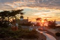 View of Point Pinos lighthouse at sunset, Monterey coast. Royalty Free Stock Photo