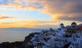 The famous view point with Sunset sky scene at Oia town on Santorini island, Greece Royalty Free Stock Photo