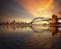 View point of Sydney harbour with city and bridge in sunset time Royalty Free Stock Photo