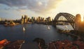 View point of Sydney harbour with city and bridge in sunset time Royalty Free Stock Photo